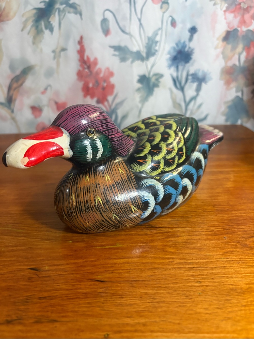 Hand-Painted Multicolor Ceramic Duck Figurine - Decorative Home Accent